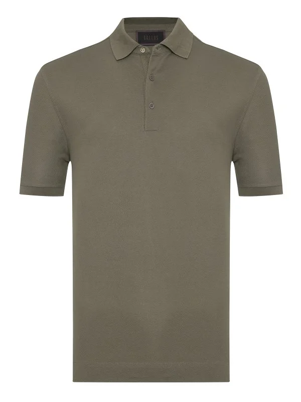 Gallus Zeytin Yeşili Polo Yaka Pike Pamuk Regular Fit Tişört - 1
