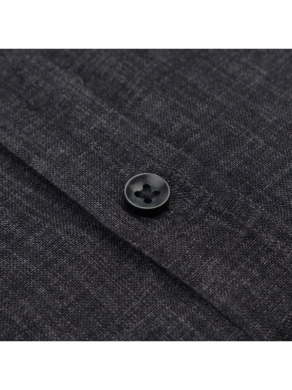 Germirli Albini Antrasit Düğmeli Yaka Tailor Fit Delave Keten Gömlek - 3