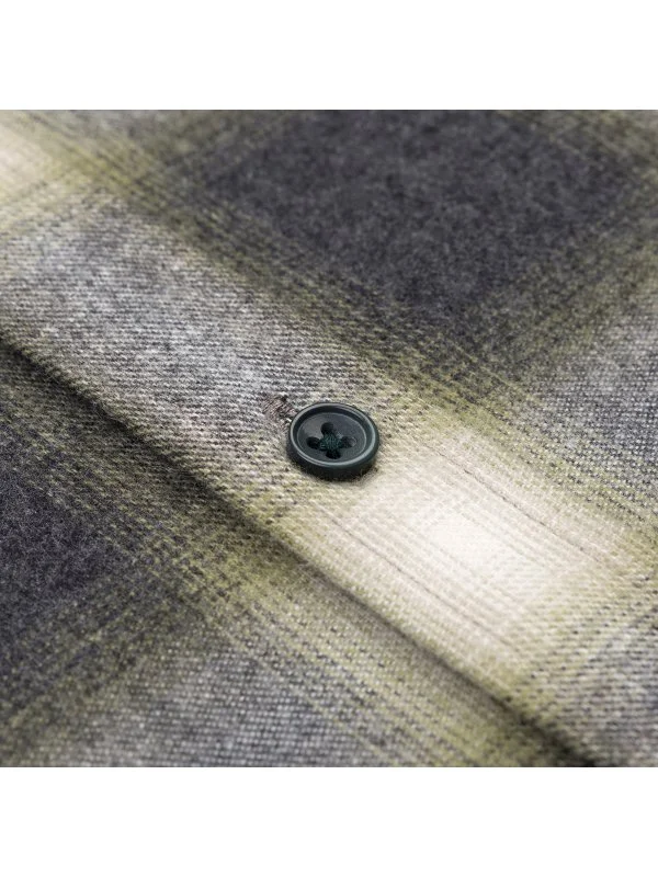 Germirli Albini Antrasit Yeşil Ekoseli Flanel Düğmeli Yaka Tailor Fit Pamuk Oduncu Gömlek - 3