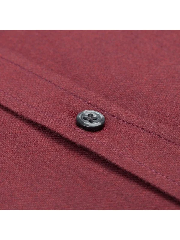 Germirli Albini Bordo Tailor Fit Düğmeli Yaka Organik Pamuk Flanel Gömlek - 3