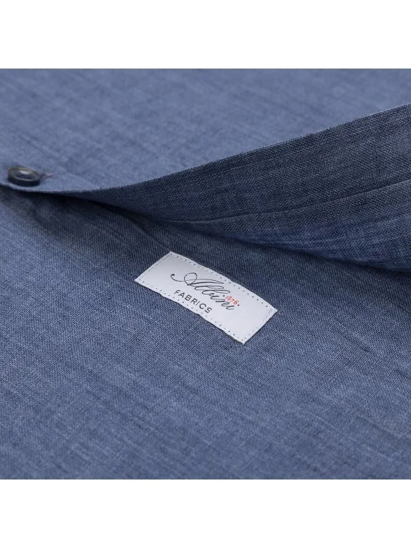 Germirli Albini Soft Yaka Tailor Fit Havacı Mavi Delave Keten Gömlek - 3