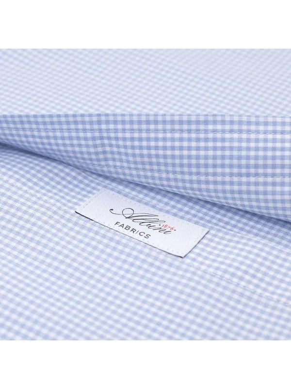 Germirli Albini Exclusive Mavi Pötikareli Piumino 120 Tailor Fit Pamuk Gömlek - 4