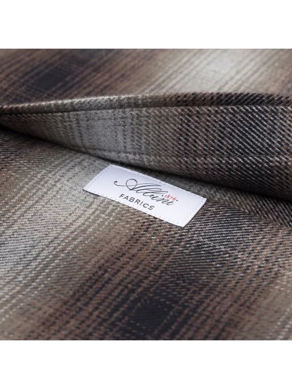 Germirli Albini Kahverengi Gri Ekoseli Flanel Tailor Fit Pamuk Oduncu Gömlek - 2