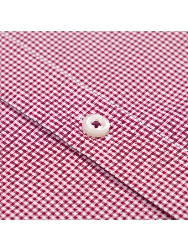Germirli Albini Relax Formula Bordo Pötikareli Exclusive Tailor Fit Düğmeli Yaka Pamuk Gömlek - 3