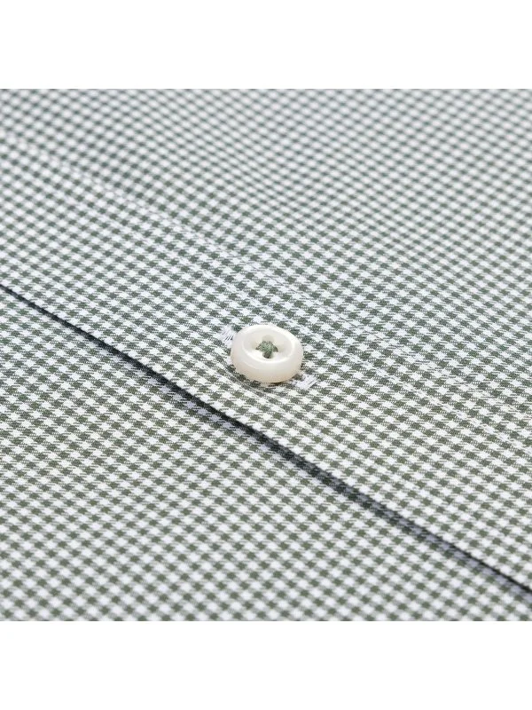 Germirli Albini Relax Formula Yeşil Pötikareli Exclusive Tailor Fit Düğmeli Yaka Pamuk Gömlek - 3