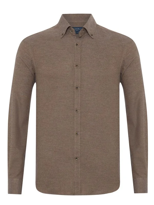 Germirli Albini Vizon Tailor Fit Düğmeli Yaka Organik Pamuk Flanel Gömlek - 2