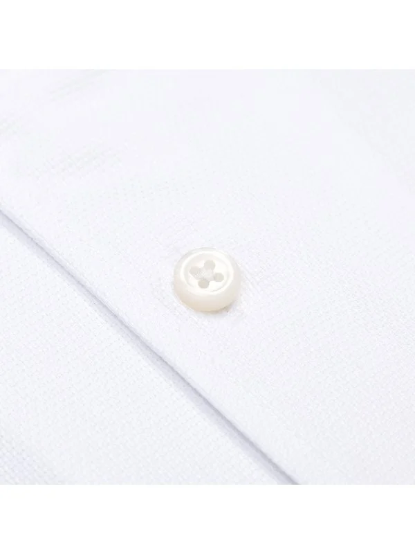 Germirli Beyaz Dokulu Nevapas Düğmeli Yaka Tailor Fit Erkek Gömlek - 3