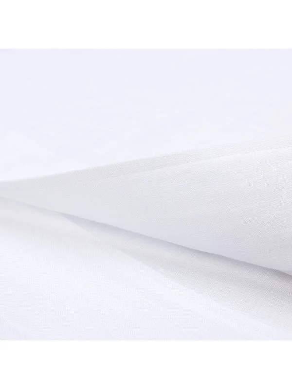 Germirli Beyaz Nevapas Lapel Yaka Keten Gömlek - 4