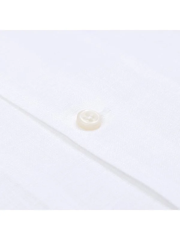 Germirli Beyaz Nevapas Lapel Yaka Keten Gömlek - 3