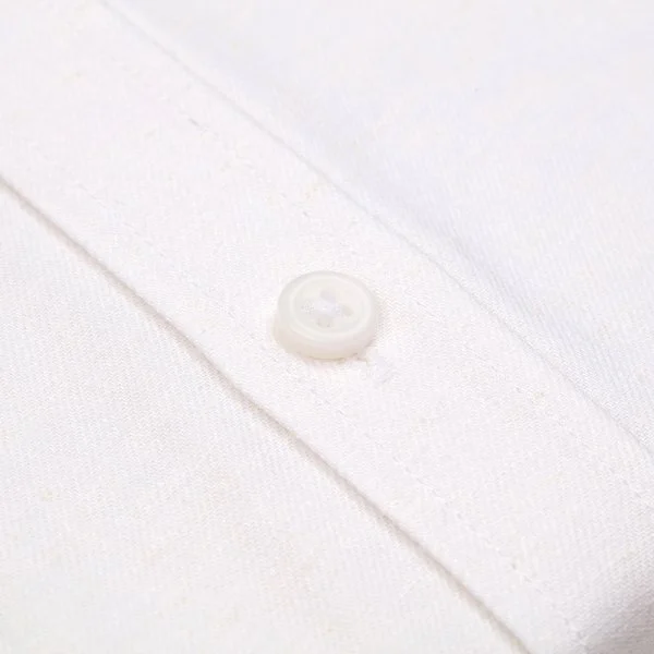 Germirli Beyaz Tailor Fit Düğmeli Yaka Pamuk Keten Gömlek - 3