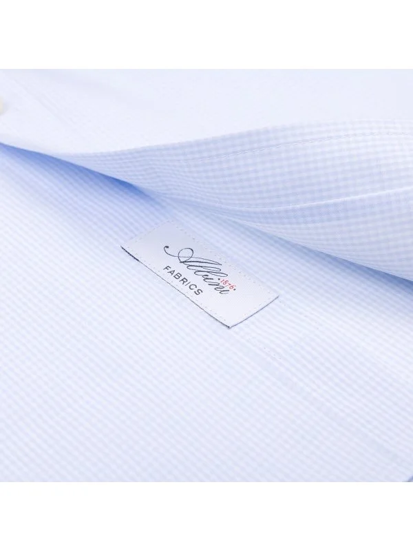 Germirli Buz Mavi Kareli Tailor Fit Rahat Kalıp İtalyan Yaka Saf Pamuk Exclusive Gömlek - 3
