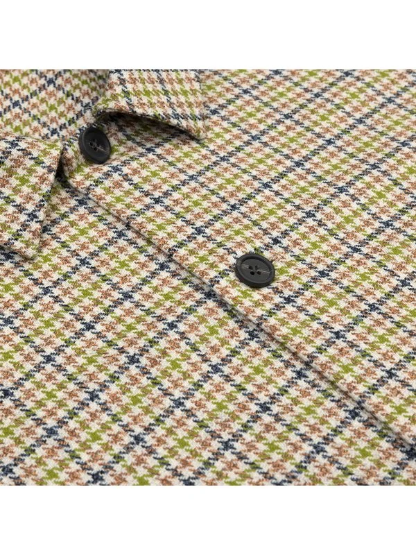 Germirli Forest Bej Piyedepul Kazayağı Desenli Yün Ceket Gömlek - 2