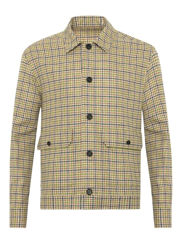 Germirli Forest Bej Piyedepul Kazayağı Desenli Yün Ceket Gömlek - 4