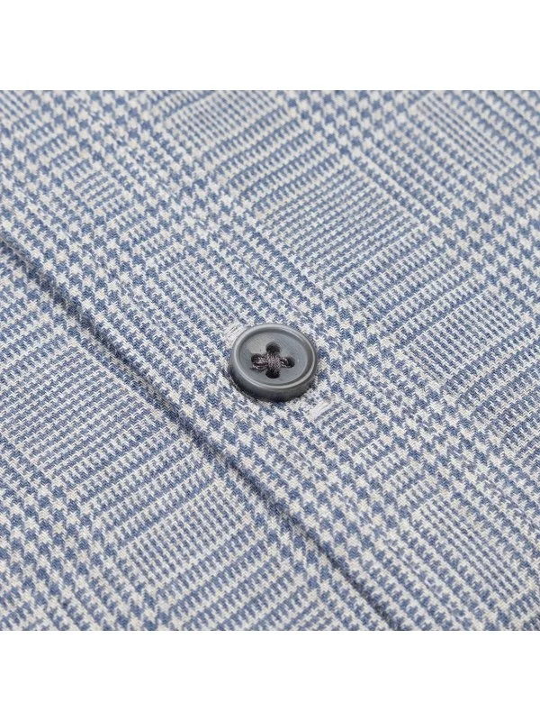 Germirli Gri Mavi Balıksırtı Ekose Tailor Fit Rahat Kalıp Soft Yaka İnce Flanel Gömlek - 2
