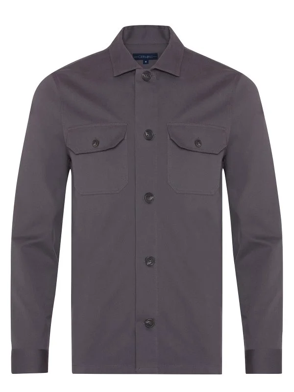 Germirli Gri Twill Tailor Fit Ceket Gömlek - 2