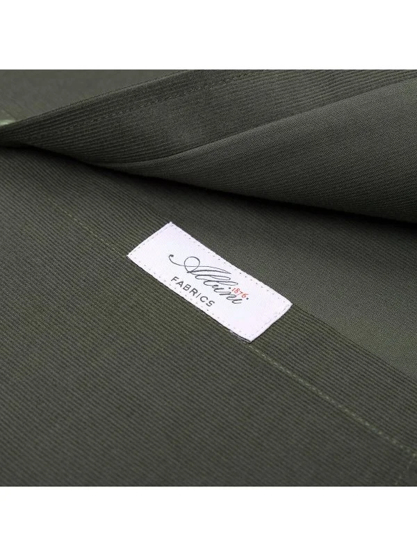 Germirli Haki Yeşili Fitilli Düz Tailor Fit Rahat Kalıp Düğmeli Yaka Albini İnce Kadife Gömlek - 4