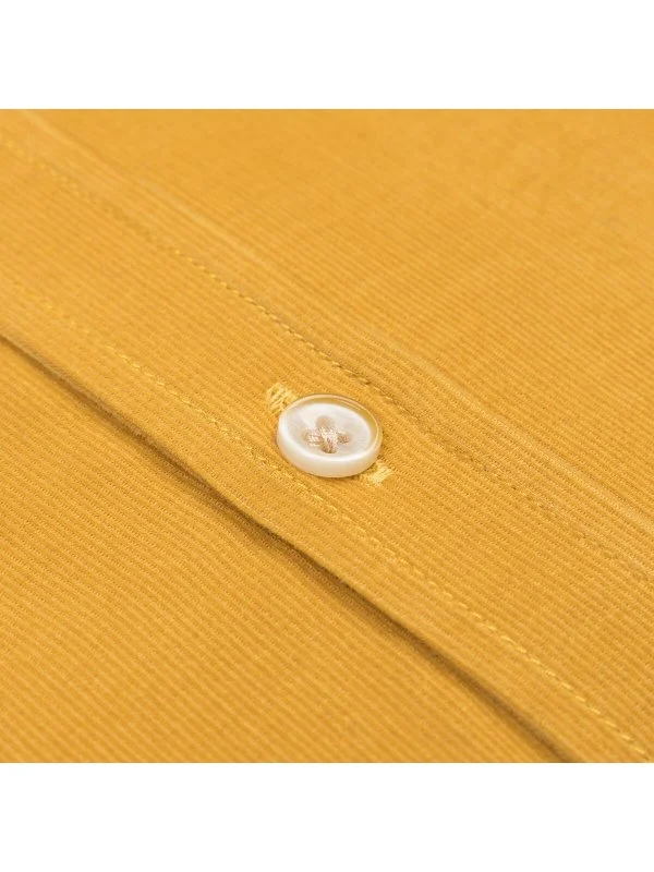 Germirli Hardal Soft Yaka Albini Tailor Fit Rahat Kalıp İnce Fitilli Kadife Gömlek - 4