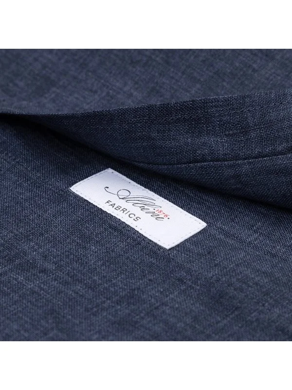Germirli Indigo Lacivert Delave Keten Düğmeli Yaka Tailor Fit Gömlek - 4