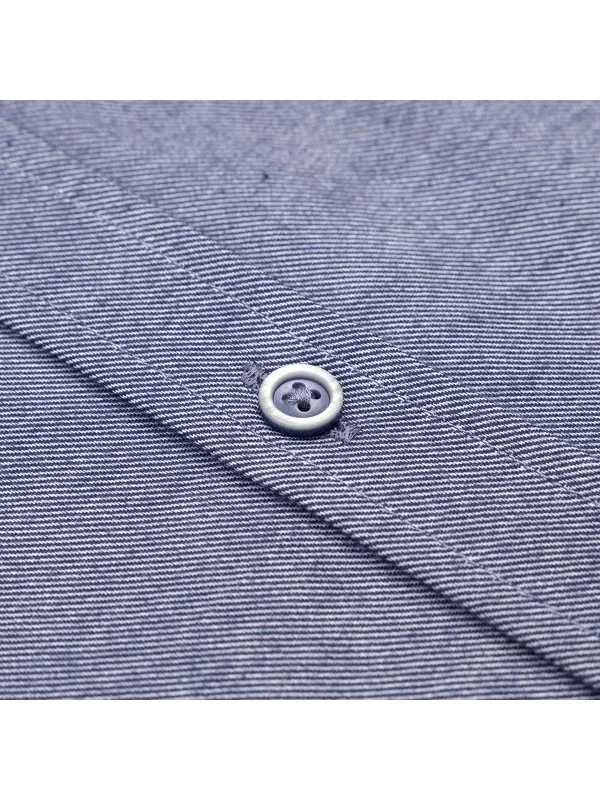 Germirli Indigo Rengi Flanel Tailor Fit Soft Yaka Pamuk Gömlek - 2
