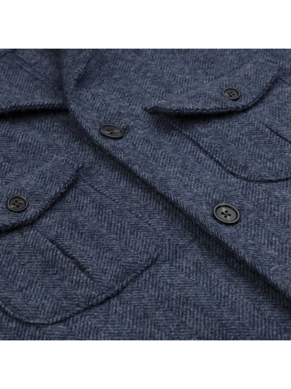 Germirli Kırçıllı Yün Lacivert Albiate Balıksırtı Tailor Fit Utility Ceket - 3