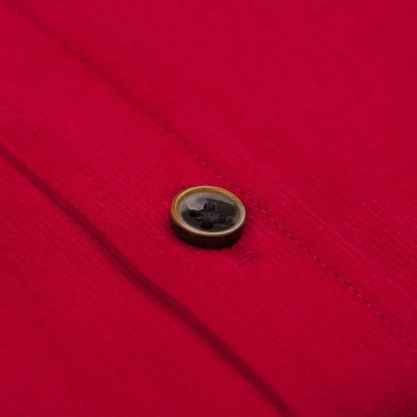 Germirli Kırmızı Düğmeli Yaka Tailor Fit Flanel Kadife Gömlek - 3