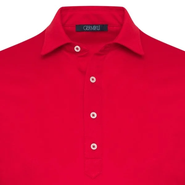 Germirli Kırmızı Piquet Gömlek Yaka Regular Fit Merserize Uzun Kollu Tişört - 2