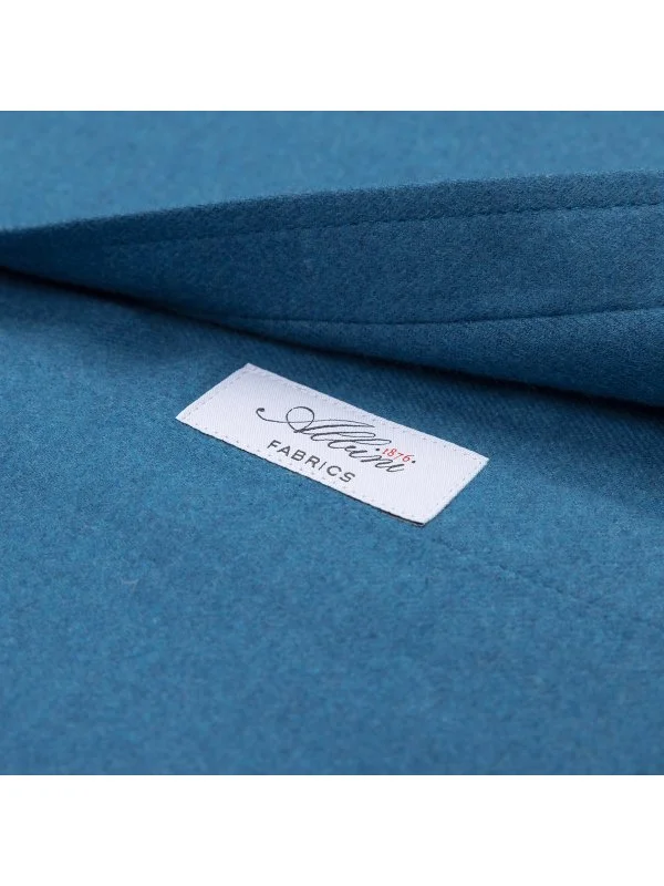 Germirli Koyu Mavi Düz Tailor Fit Rahat Kalıp Düğmeli Yaka Albini Flanel Gömlek - 4