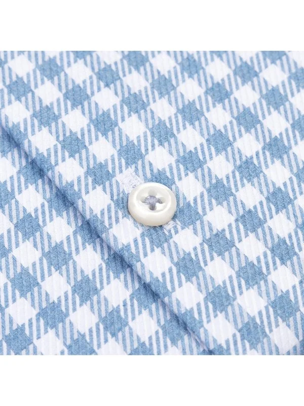 Germirli Koyu Mavi Kareli Tailor Fit Rahat Kalıp Düğmeli Yaka Flanel Gömlek - 3
