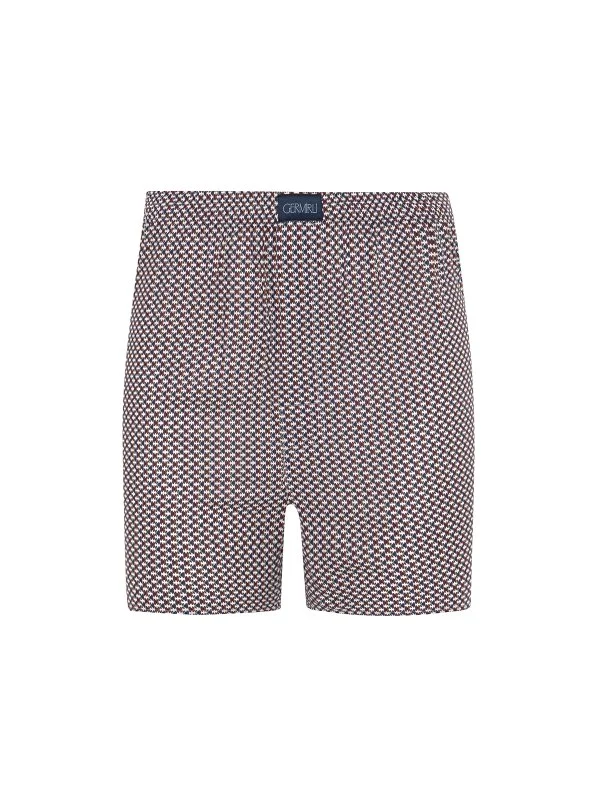Germirli Lacivert Bordo Optik Desenli Poplin Boxer Şort - 1