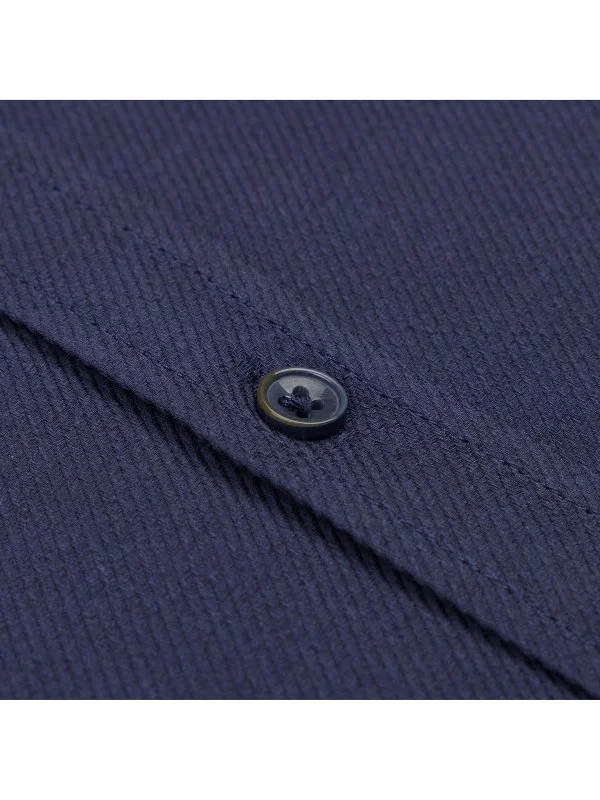 Germirli Lacivert Diagonal Desen Flanel Tailor Fit Soft Yaka Pamuk Gömlek - 2