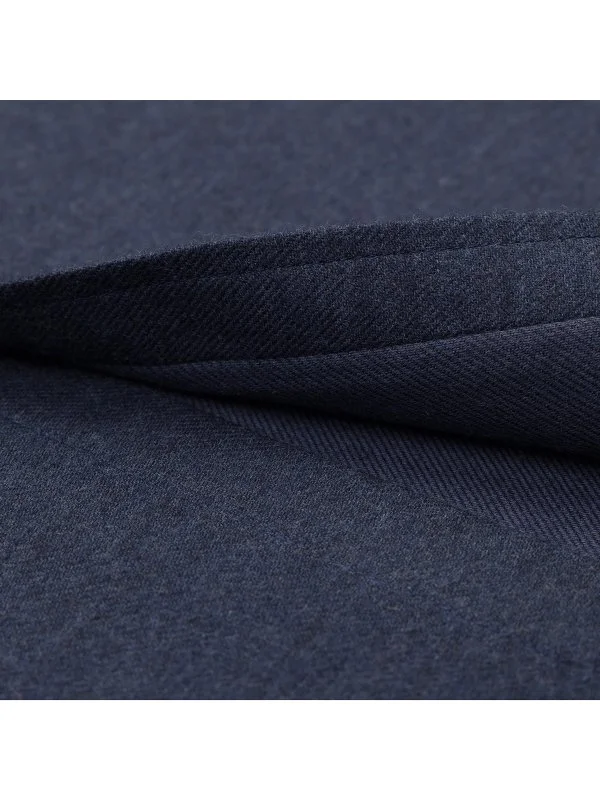 Germirli Lacivert Flanel Düğmeli Yaka Tailor Fit Pamuk Gömlek - 3