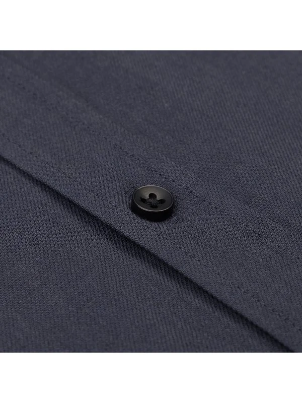 Germirli Lacivert Flanel Tailor Fit Soft Yaka Pamuk Yün Gömlek - 3