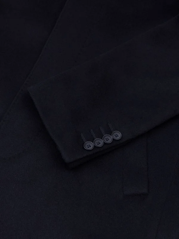 Germirli Lacivert Punto Dikişli Yünlü Palto - 3