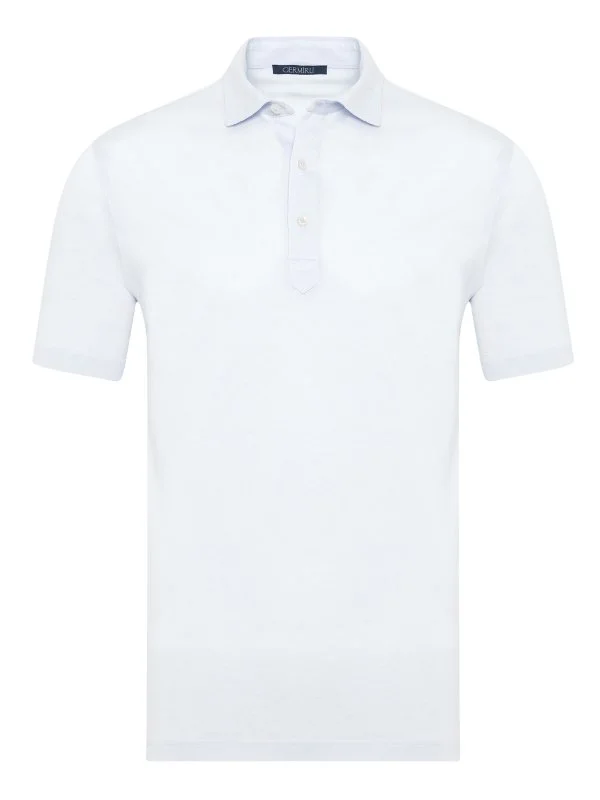 Germirli Lila Piquet Gömlek Yaka Regular Fit Merserize Tişört - 1