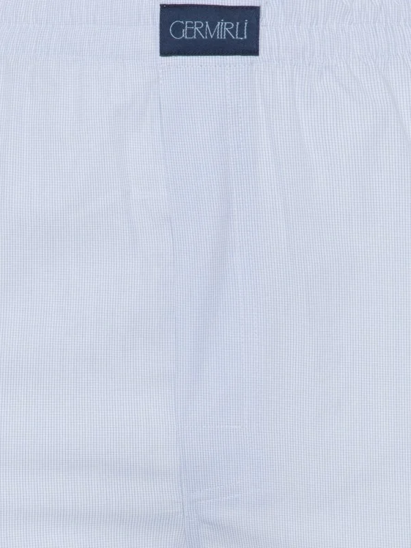Germirli Mavi Beyaz Desenli Pamuk Boxer Şort - 2
