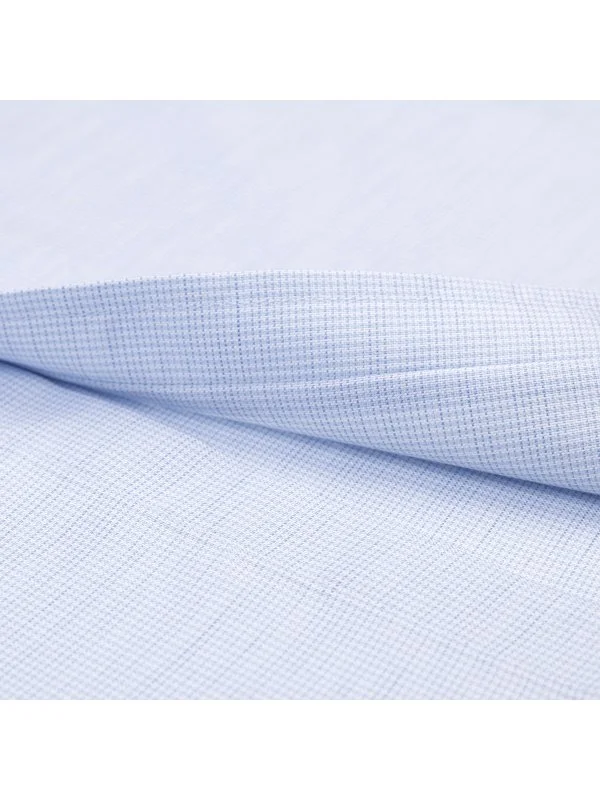 Germirli Mavi Beyaz Mikro Desenli Exclusive Düğmeli Yaka Tailor Fit Pamuk Gömlek - 4