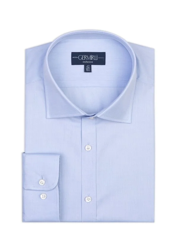 Germirli Mavi Exclusive Klasik Yaka Tailor Fit 120s Pamuk Gömlek - 2