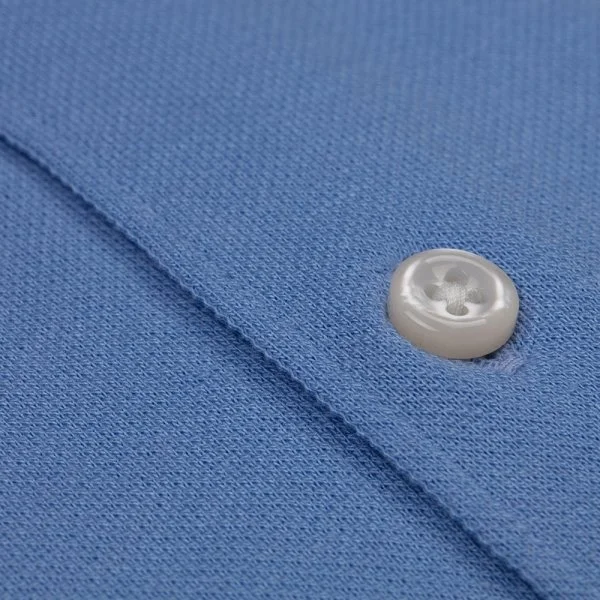 Germirli Mavi Italyan Yaka Örme Slim Fit Gömlek - 3