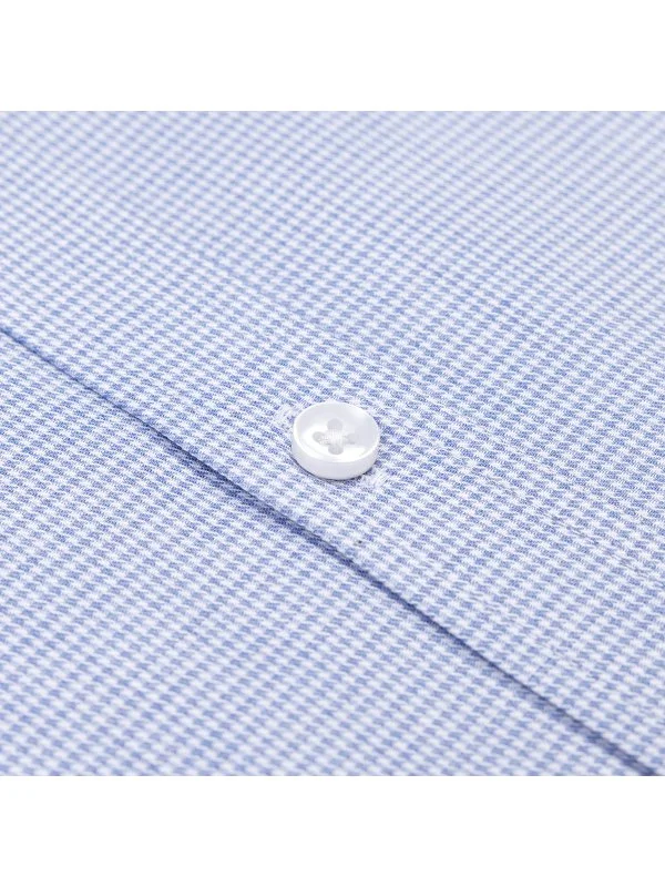 Germirli Mavi Kazayağı Desen Pat Tailor Fit Soft Yaka Pamuk Gömlek - 2