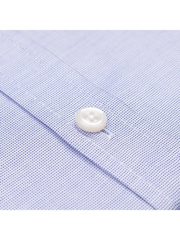 Germirli Mavi Mikro Desenli Exclusive Klasik Yaka Tailor Fit Pamuk Gömlek - 3
