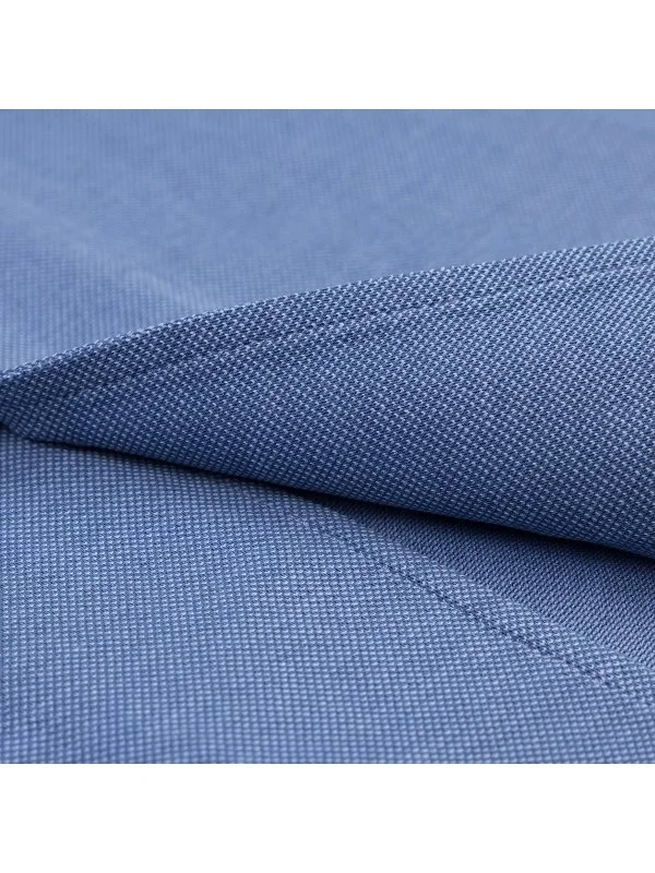 Germirli Mavi Örme Kumaş Lapel Yaka Tailor Fit Pamuk Gömlek - 5