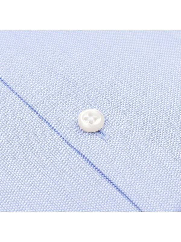 Germirli Mavi Petek Dokulu Tailor Fit Rahat Kalıp Düğmeli Yaka Pamuk Exclusive Gömlek - 3
