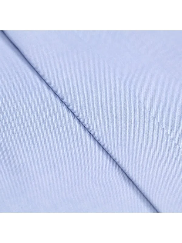 Germirli Mavi Saten Dokulu Klasik Yaka Tailor Fit Gizli Pat Pamuk Gömlek - 3