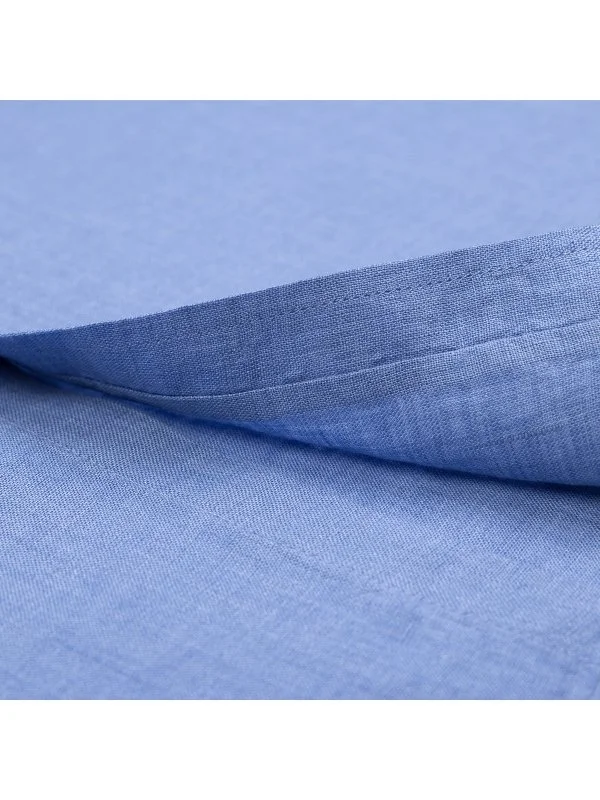 Germirli Mavi Soft Yaka Tailor Fit Keten Gömlek - 4