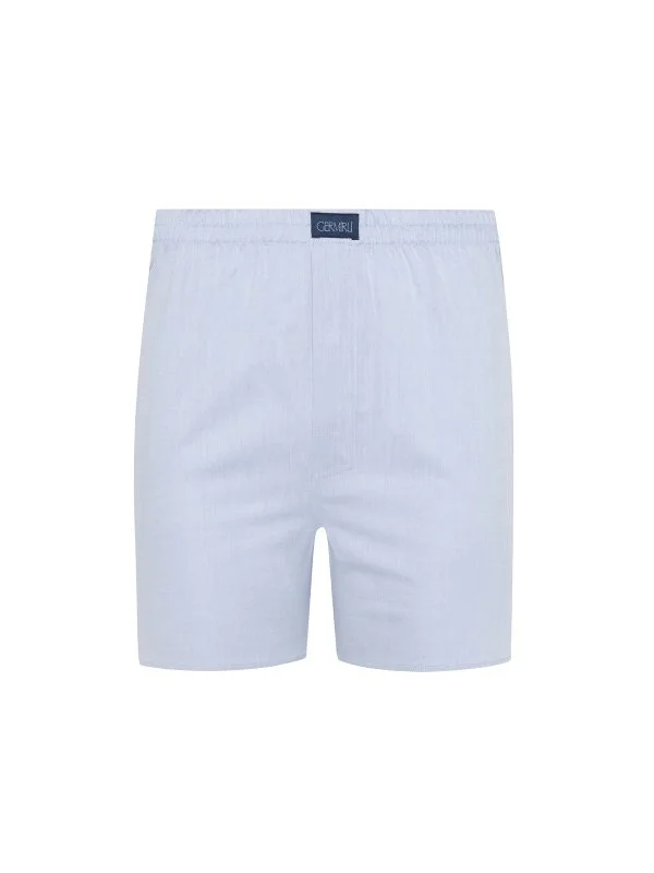 Germirli Mavi Twill Doku Poplin Boxer Şort - 1