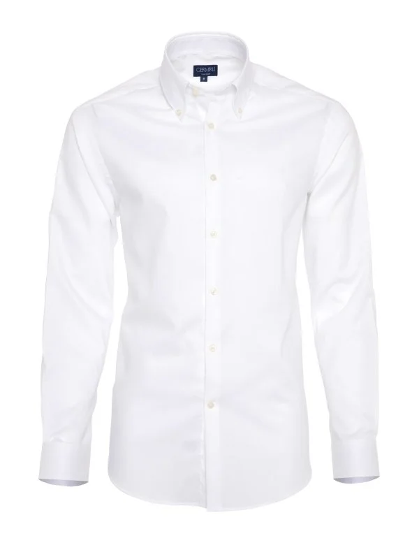 Germirli Non Iron Beyaz Oxford Düğmeli Yaka Tailor Fit Gömlek - 1