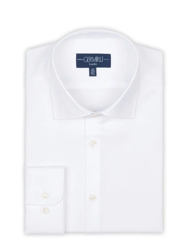 Germirli Non Iron Beyaz Oxford Klasik Yaka Tailor Fit Journey Gömlek - 2