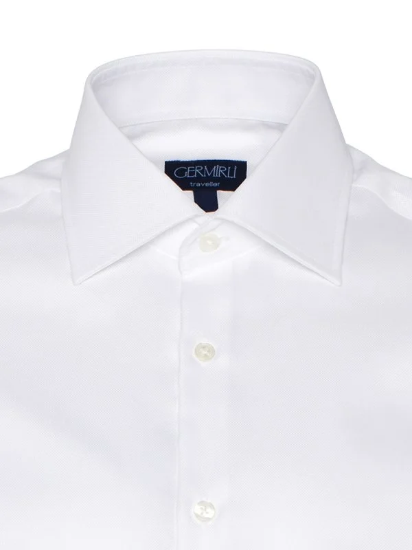 Germirli Non Iron Beyaz Oxford Klasik Yaka Tailor Fit Journey Gömlek - 4