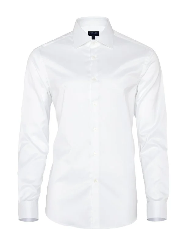 Germirli Non Iron Beyaz Twill Klasik Yaka Tailor Fit Gömlek - 1