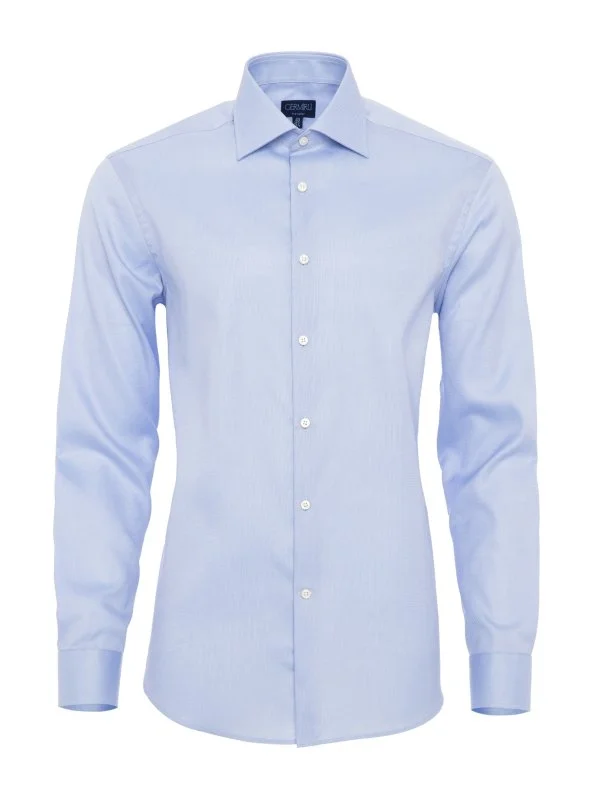Germirli Non Iron Blue Oxford Semi Spread Tailor Fit Journey Shirt - 1